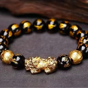 ゴールドブレスレット ゴールド シルバールチル ブレスレット クリスタル 数珠 アクセサリー 大金虎図目貫 金色絵 武具 リング