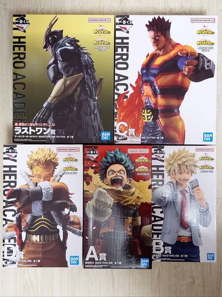 【一番くじ 僕のヒーローアカデミア -紡ぐ力-】緑谷出久&爆豪勝己&エンデヴァー&ホークス&オールマイト フィギュア計5点セット