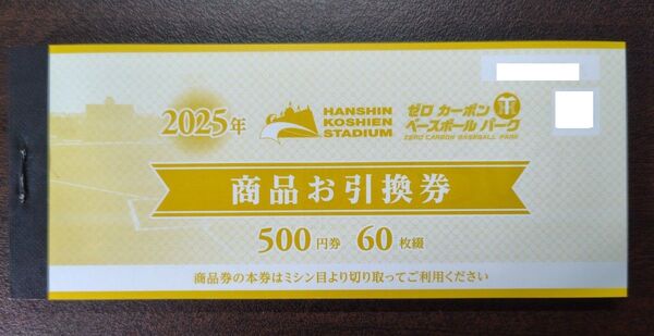 阪神甲子園球場 商品お引換券(2024年) 500円×60枚 30000円分