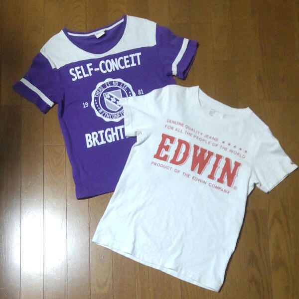 半袖Tシャツ STIMULUS紫 & EDWIN白 2枚セット