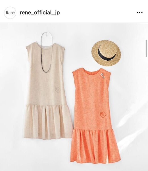 新品 Rene ルネ リネンワンピース グリーン系 34 S 2023年発売品