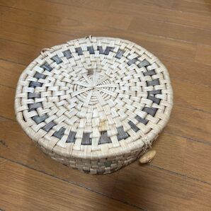 円形 収納かご ベージュ系 バスケット