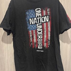 ONE NATION UNDER GOD Tシャツ 黒 ブラック アメリカ国旗 十字架 古着