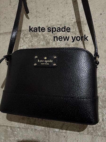 kate spad new york レザーショルダーバッグ シンプル ブラック ロゴあり