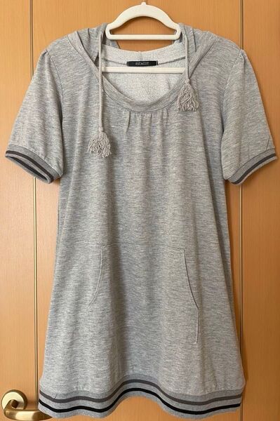 半袖 ロング丈 Tシャツ チュニック フード付き 3L