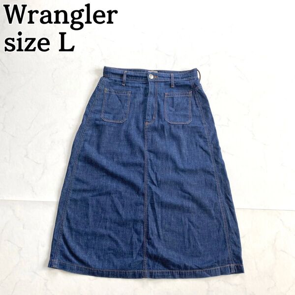 美品★洗濯できる★Wrangler ラングラー デニムスカート ひざ丈 サイズM