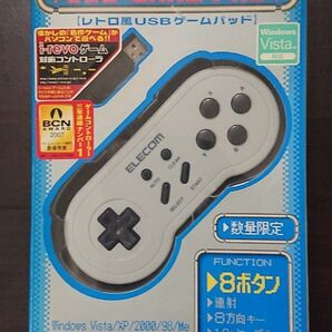 ELECOM レトロ風USBゲームパッドJC-U1608TWH【動作確認済み】 E-3