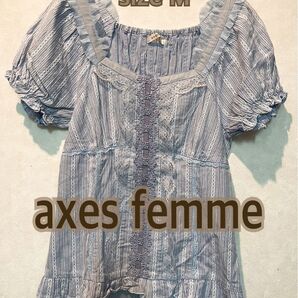美品【axes femme】フェミニン Aライン半袖ブラウス トップス Mサイズ