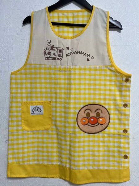 ★新品 アンパンマン ギンガムチェックエプロン