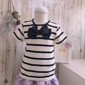 新品 デビロック 110 ボーダー リボン Tシャツ