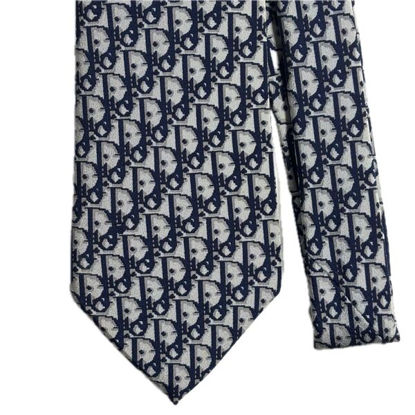 希少カラー 美品 dior トロッター オブリーク 総ロゴ 柄 白×ネイビー×グレー ディオール