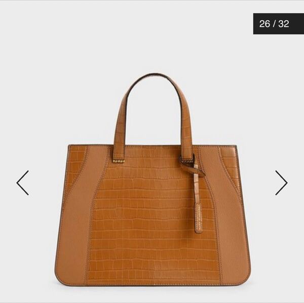 CHARLES&KEITH クロックエフェクト ダブルトップハンドルトートバッグ