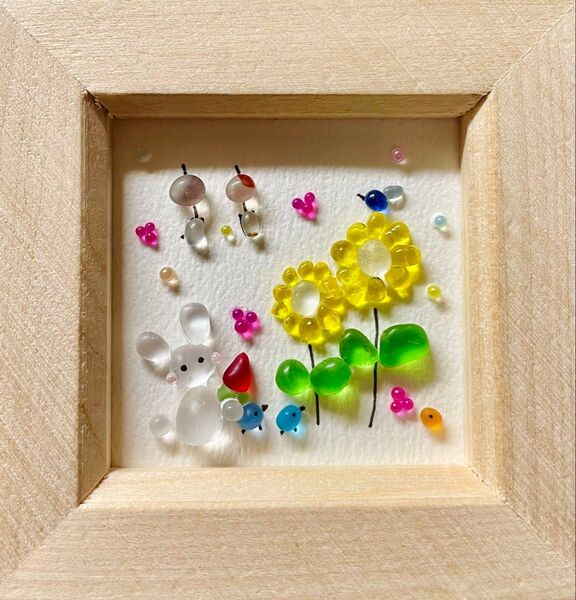 シーグラスアート ひまわり♪うさぎ♪風鈴♪