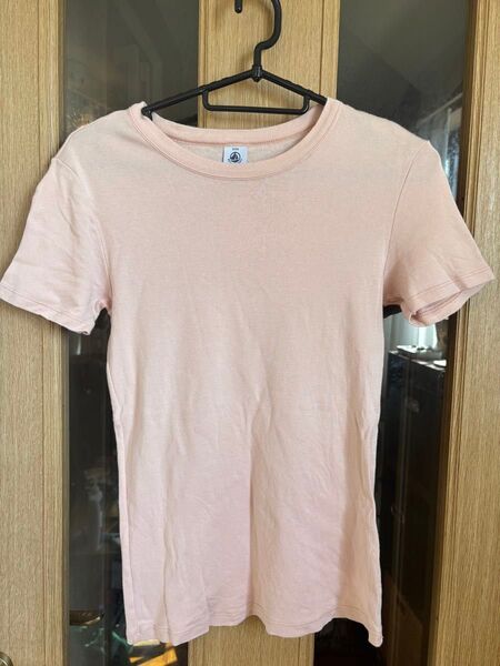 【PETIT BATEAU】クルーネック半袖Tシャツ ダスティピンク