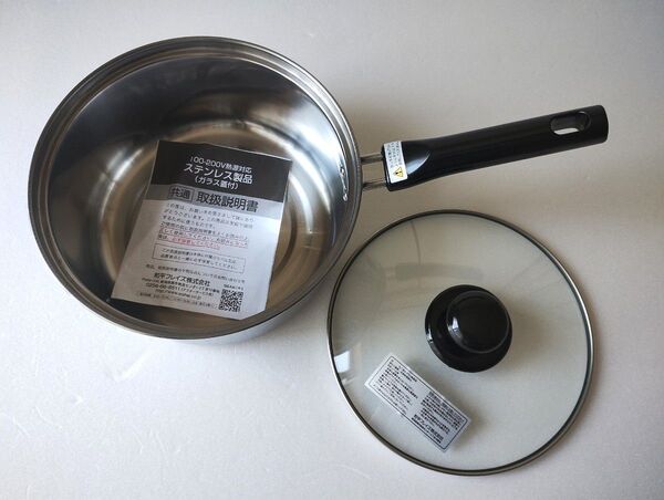 ステンレス片手鍋 18cm ガラス蓋付き