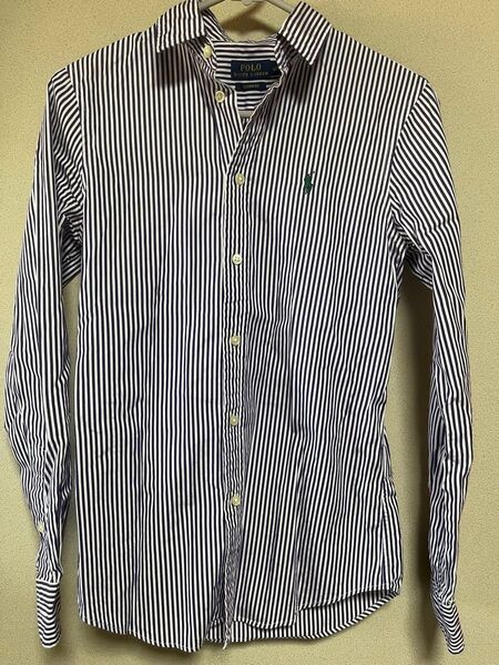POLO RALPH LAUREN 長袖シャツ ストライプ パープル カスタムフィット サイズ0(XS、S)