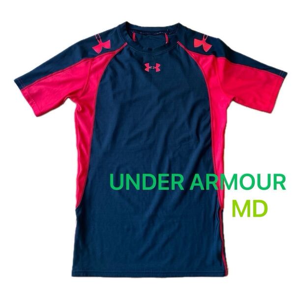 アンダーアーマー UNDER ARMOUR Tシャツ MD トップス 半袖 黒×赤