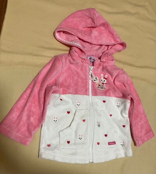 未使用に近いミキハウス うさこパーカー