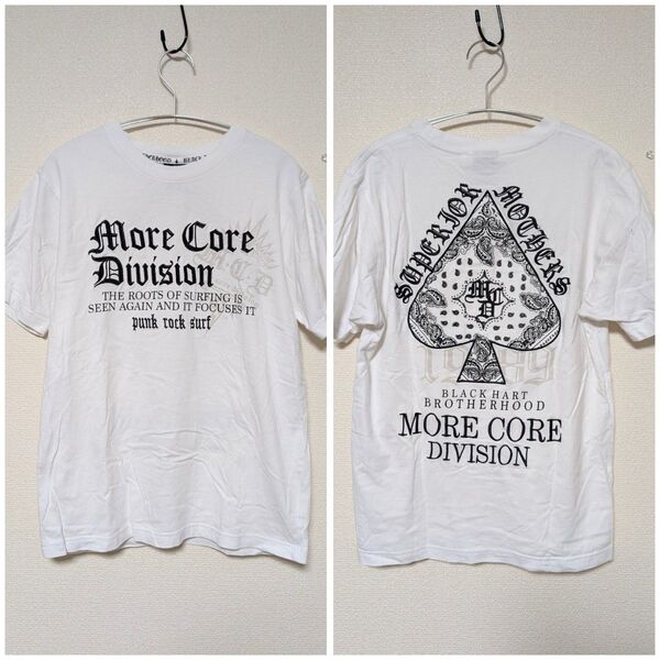 More Core Division MCD Tシャツ ホワイト y2k 刺繍 Tシャツ 古着 半袖 ホワイト 白 バンドTシャツ