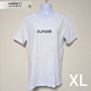 roshell ロシェル Tシャツ XL 細身 スリム 半袖 ホワイト メンズ 半袖Tシャツ 半袖 白 トップス