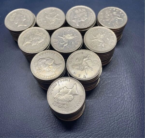イギリス10ペンス硬貨 まとめ 100枚 外国硬貨 アクセサリー素材 古銭 硬貨 コレクション 外国コイン