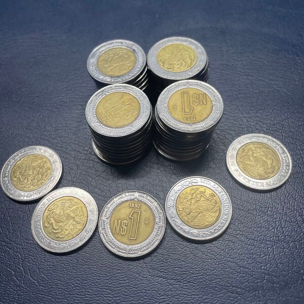 メキシコ 1ペソ バイメタル硬貨まとめ45枚 外国硬貨