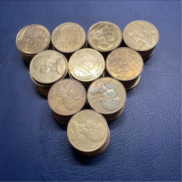 フランスフラン 20サンチーム硬貨100枚 まとめ アクセサリー素材 硬貨
