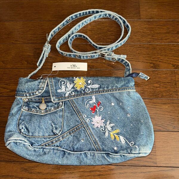 TM, THE NEW YORK BRAND デニム ショルダーバッグ 刺繍 花柄 レディース