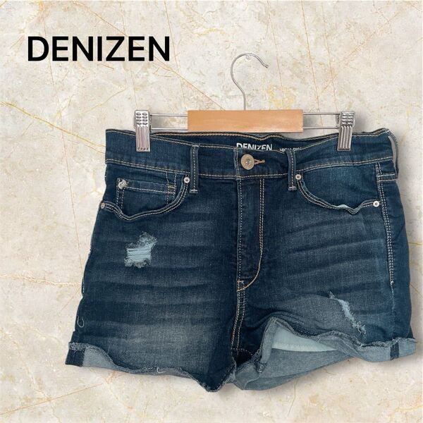 美品 DENIZEN ハイライズショートパンツ ダークブルー ハーフパンツ デニムパンツ リーバイス デニムショートパンツ