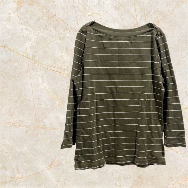Lauren Ralph Lauren ボートネック長袖Tシャツ S カットソー ボーダー ボートネック 長袖 コットン