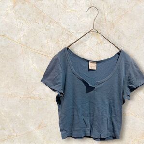 FULL TILT ブルー Vネック Tシャツ S カットソー 半袖 トップス