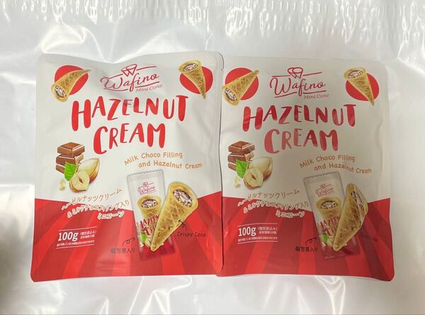 ワヒィーノ ヘーゼルナッツ味 Mini Cone ミニコーン 100g 2袋 新品未開封 送料込み