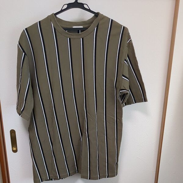 GU★ストライプ柄半袖Tシャツ★Lサイズ
