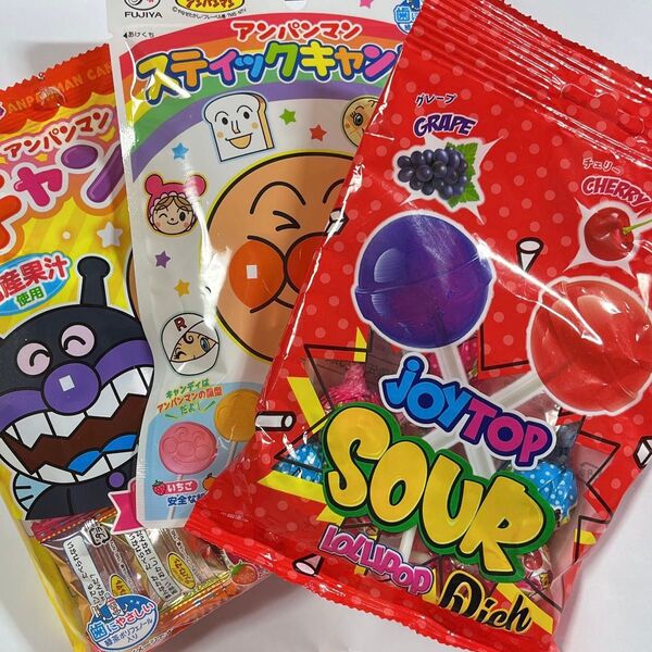 飴 キャンディー ロリポップ スティックキャンディー アンパンマン 3袋 まとめ売り