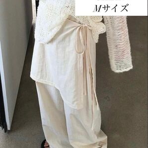 【新品未使用】 SHEIN レイヤード風パンツ スカート ズボン アイボリー 韓国 白 カジュアル レディース Mサイズ