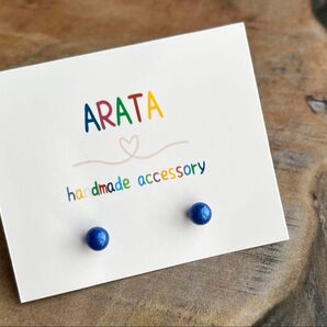 ハンドメイド まち針ピアス ダークブルー
