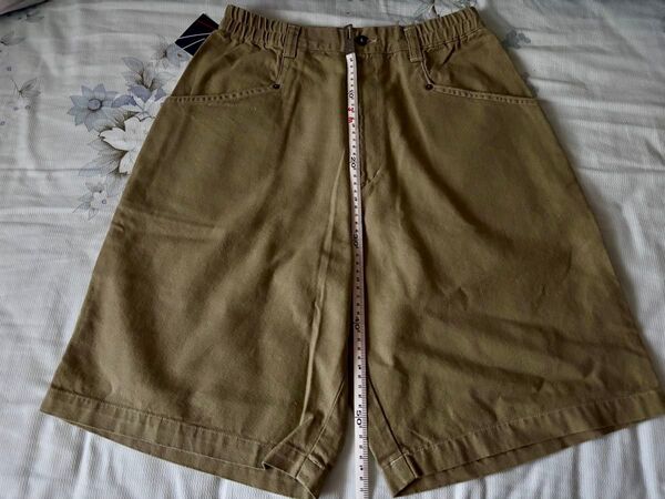 EXIV メンズハーフパンツ カーキ ウエストゴム