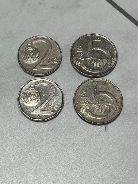 チェコ 2コルナ 5コルナ 50ハレル硬貨 5枚セット