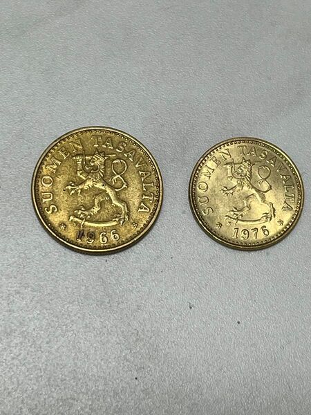 フィンランド 硬貨 20,10ペニーカ 2枚セット 1966年 1976年