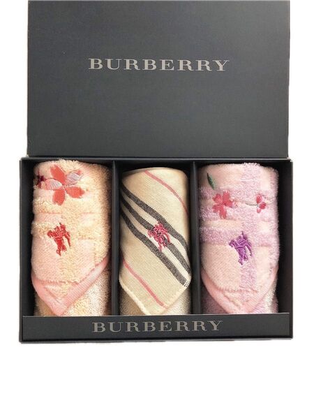 BURBERRY バーバリー タオルハンカチ タオルチーフ 3枚セット ギフト