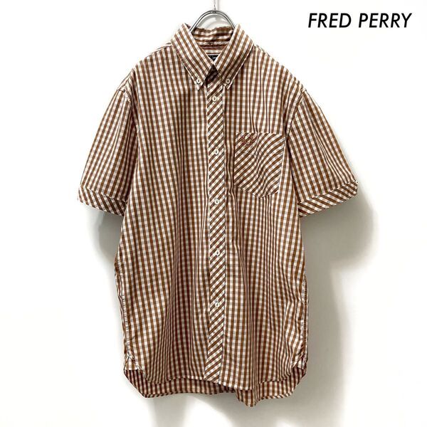 FRED PERRY フレッドペリー★チェック柄 半袖シャツ ボタンダウン レッド 赤
