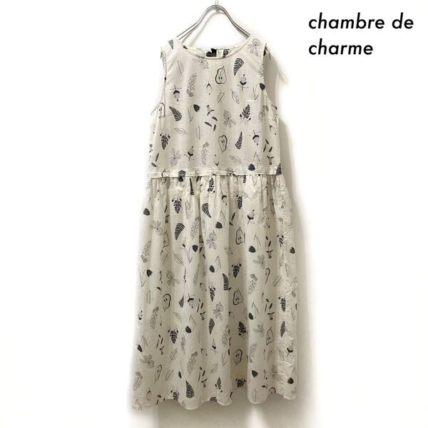 chambre de charme★ノースリーブワンピース ボタニカルプリント