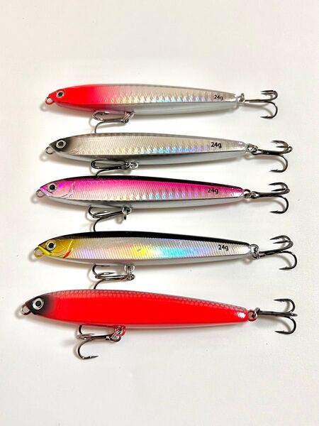 No.171 シンキングペンシル 5個セット 24g タングステン重心移動 水平フォール シーバス 青物 バイブレーション