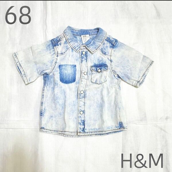 H&M ベビーデニムシャツ 半袖シャツ 68 70 男の子 女の子 羽織り 可愛い かわいい オシャレ お洒落 シャツ