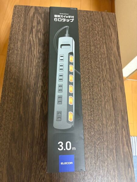 エレコム 雷ガード個別スイッチタップ T-K6A-2630BK 6個口 3m ブラック 未使用未開封