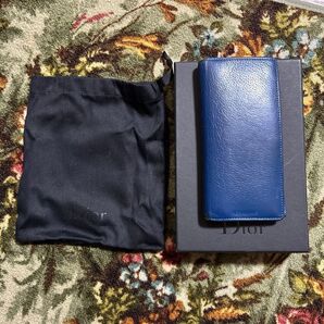 Dior HOMME 長財布 ブルー レザー