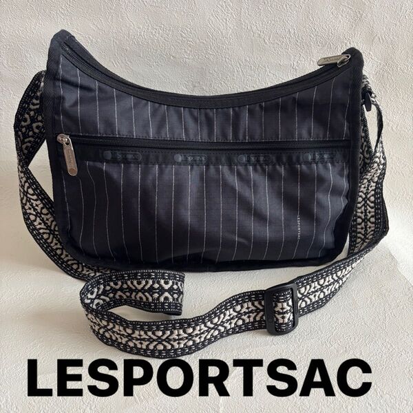 LESPORTSAC CLASSIC HOBOレスポートサック ショルダーバッグ エスニックベルトクラッシックホーボー ブラック