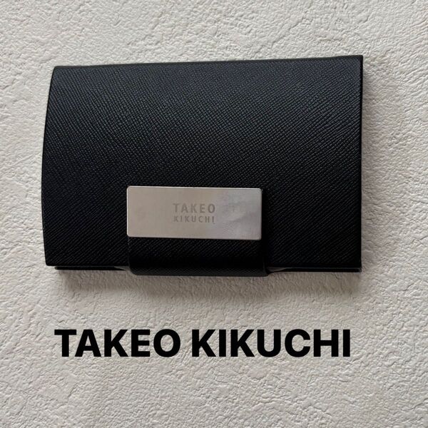 TAKEO KIKUCHI タケオキクチ 名刺入れ カードケース メタルレザー ブラック