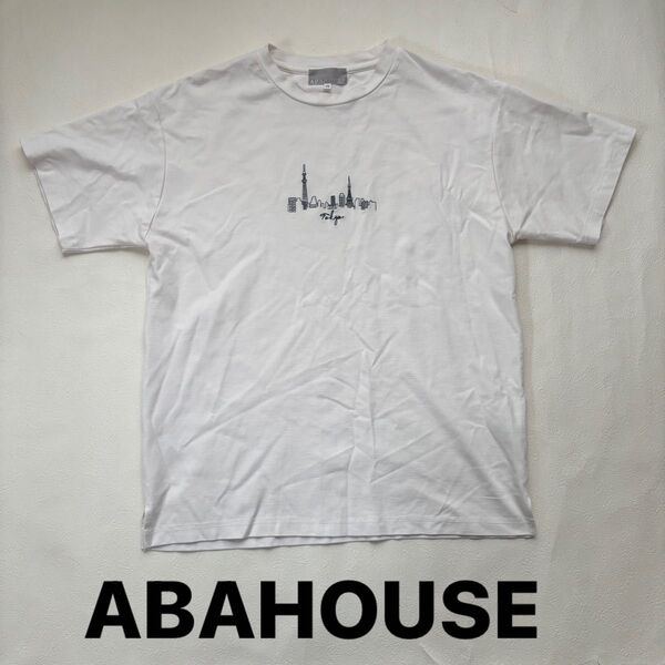 ABAHOUSE アバハウス【CITY】刺繍 ポンチ 半袖 Tシャツ ホワイト 46 白