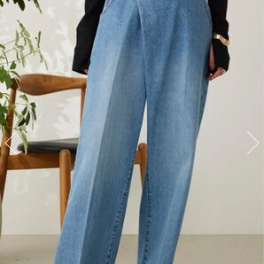 crie conforto フロントラップワイドデニムパンツ